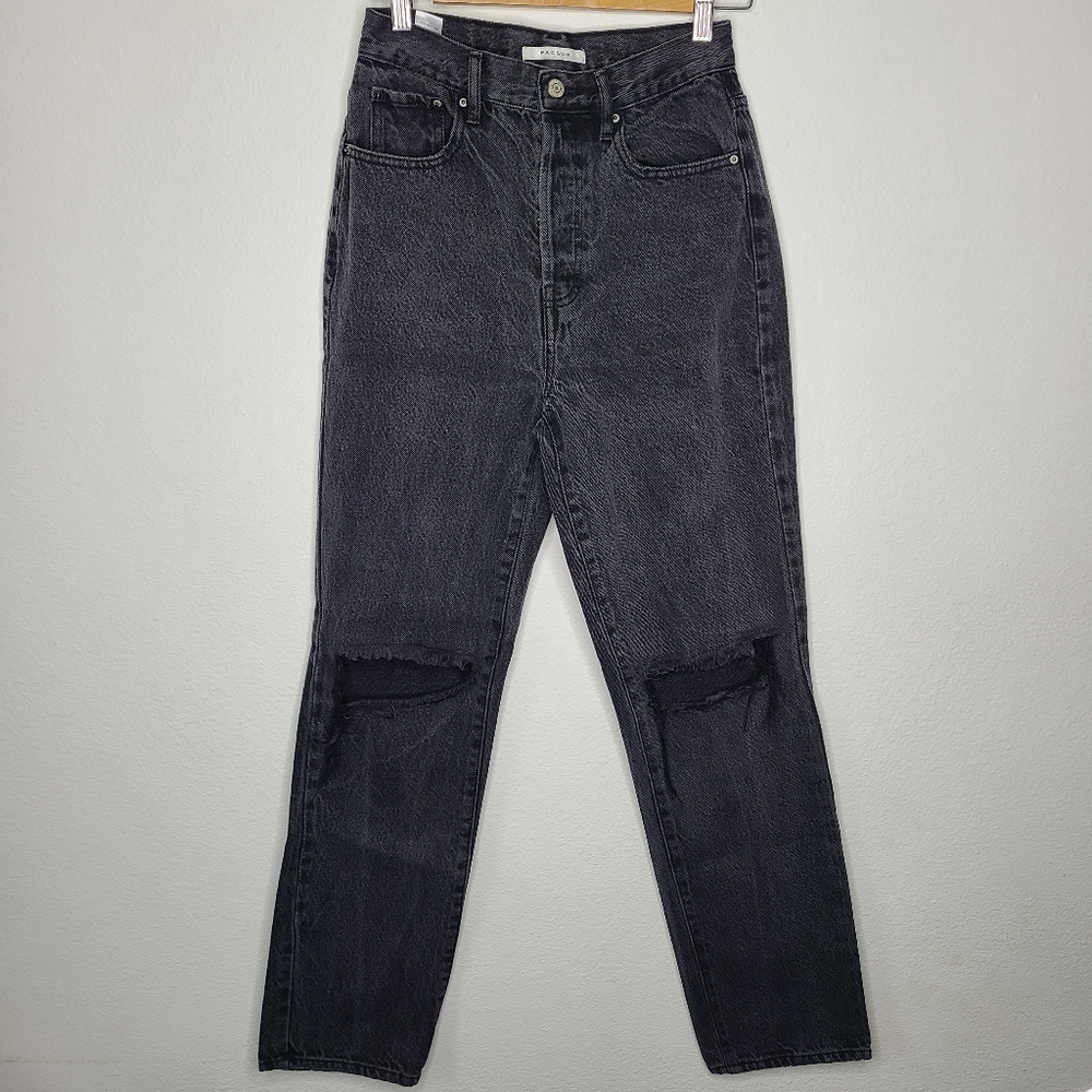 Pacsun High Rise Distressed Button Fly Denim Straight Leg Ripped Dad Jean